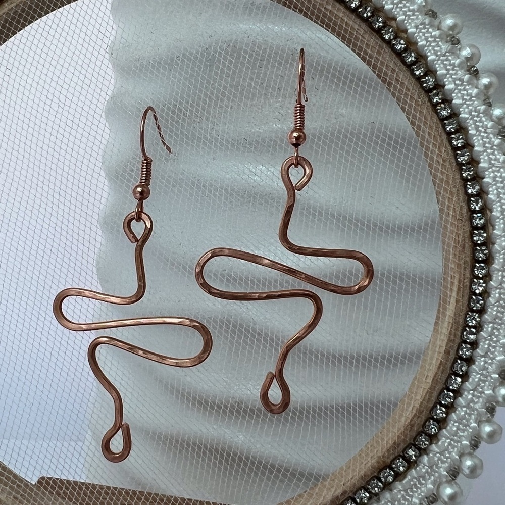 Artisan Hammered Bohemian Copper Earrings